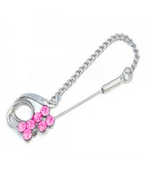 Chain Pins Bright Pink RIBBON Hijab Pin